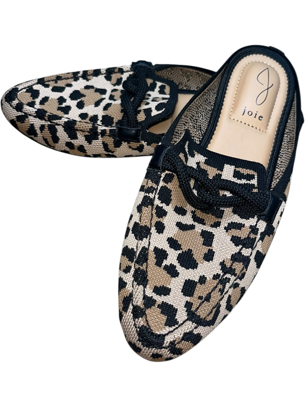 Joie women’s Leopard-Print Slip-On Loafers in Black & Tan